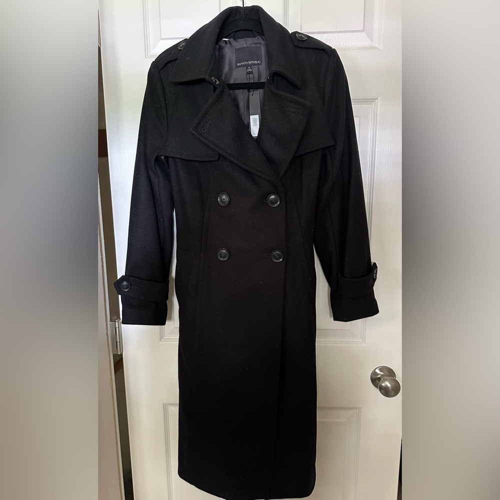Banana Republic Women's Black Double-Breasted Coat